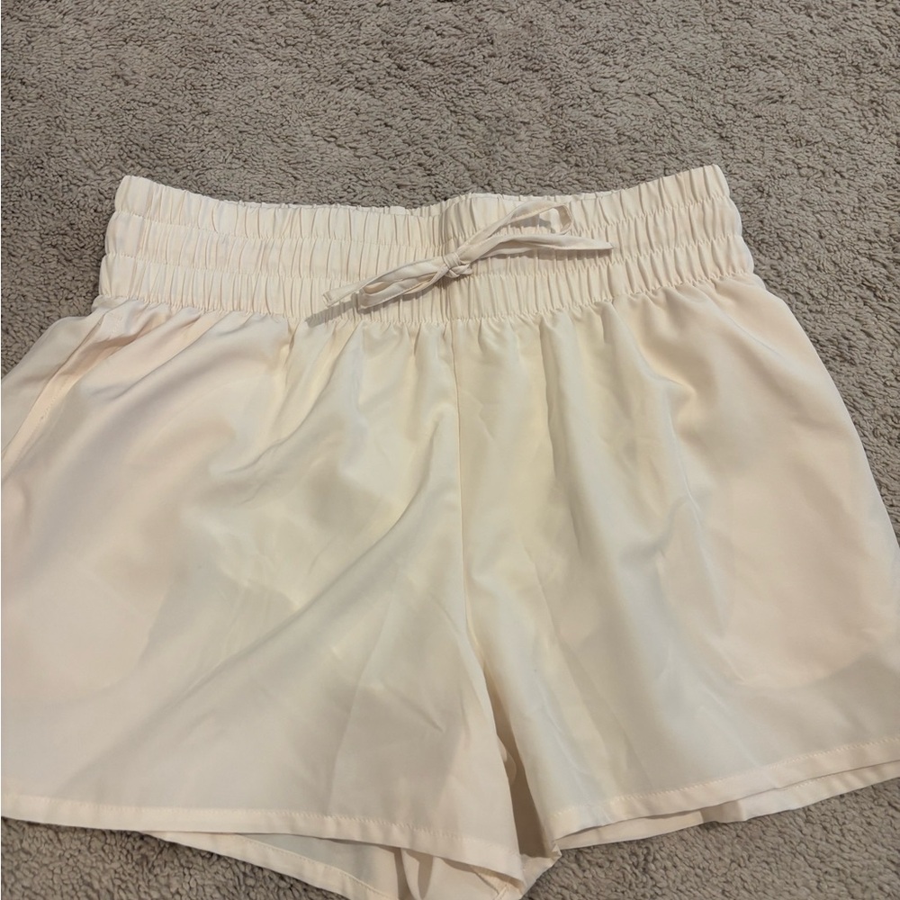 Senita Athletics Cream Athletic Shorts